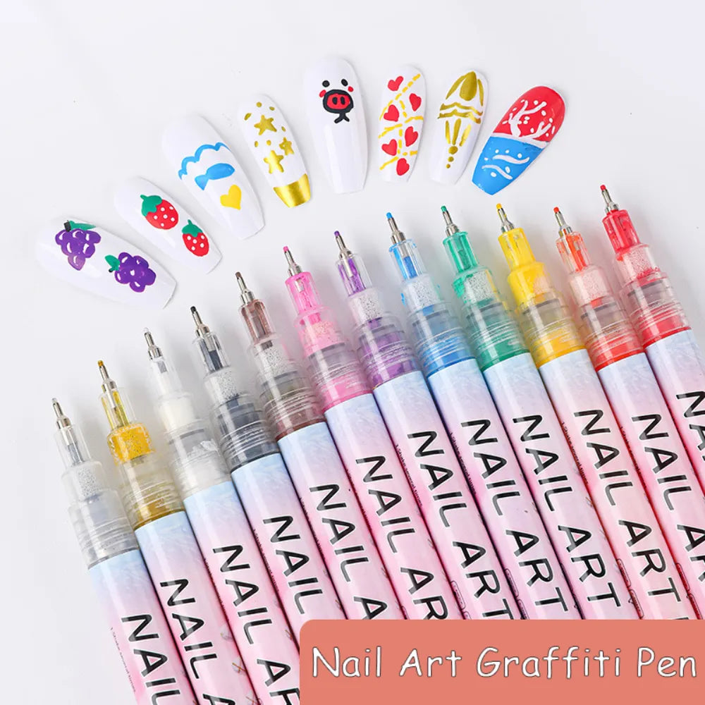 12pcs/set Nail Art Graffiti Pen UV Gel Polish Design